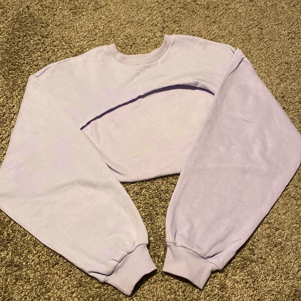 Purple Cut Long Sleeved, Crop Top, Size:Medium.